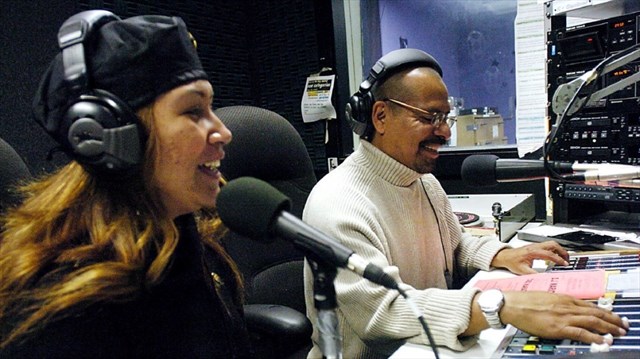 The weekend-long Spanish radio marathon on CFRU at the. DJs Jessica Bonilla and Jorge Perez -Photo Credit: Guelph Mercury